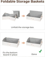 StorageWorks Closet Storage Bins, Trapezoid Organizer Box for Shelves, Fabric Clothes Bin, Foldable Organizing Baskets with Handles, Large, Mixing of Beige, White & Ivory, 3-Pack