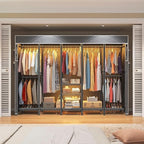 Raybee 90.6" W Clothes Rack with Cover Heavy Duty Clothing Racks for Hanging Clothes Extra Wide Portable Closet Loads 1200LBS Freestanding Garment Rack for Bedroom, Black