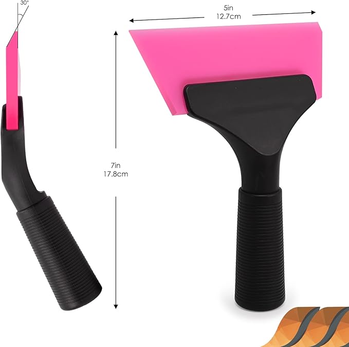 EHDIS Small Squeegee 5 inch Rubber Window Tint Windshield Scraper for Car,Glass, Mirror, Shower, Door,Bathroom Cleaning (Pink)