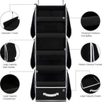 VICTORICH All-IN-ONE Over the Door Organizer, Super Behind the Door Storage Organizer with Door Rack and Large Clear Windows, Wall File Organizer, Hanging Organizer (Big Ear Black)