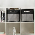TcaFmac Organization and Storage Basket for Shelves - 16x12x12 inch Large 2 Pack Collapsible Storage Boxs for Organizing, Fabric Storage Cubes for Closet Cloth Toy Books Kids(Black&Grey)