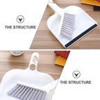 Mini Desktop Broom and Dustpan Set, 2pcs White Handheld Cleaning Kit for Kitchen and Tea Table, Compact Home Sweeping Accessory for Indoor Crumbs and Dust Removal