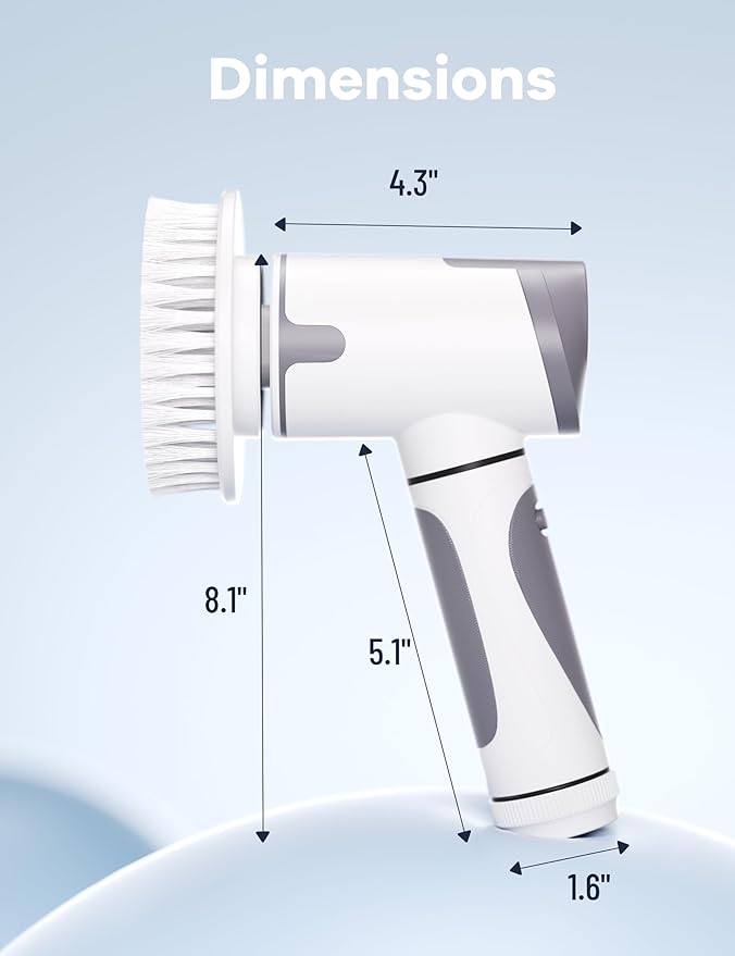 Electric Spin Scrubber,Power Scrubber Dual Speeds Cordless Shower Scrub Brush with Handle,Cleaning Brush with IPX7 Waterproof,8 Brush Heads for Kitchen,Tile,Tub (Short Purple)