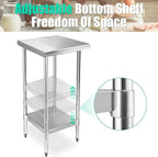 STABLEINK NSF Stainless Steel Table, 24 x 18 Inches Metal Prep & Work Table with Adjustable Undershelf, for Commercial Kitchen, Restaurant, Hotel and Garage，Small Stainless Steel Table