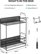 Nieifi Magnetic Shelves for Washing Machine, Heavy Duty, 2 Tier Magnetic Laundry Organizer, Dryer Sheet Holder for Laundry Room Storage, Black