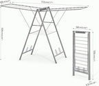 APEXCHASER Drying Rack Clothing, Clothes Drying Rack Foldable, Metal Laundry Drying Rack Collapsible for Sweater Towel Indoor & Outdoor, Height Adjustable Gullwing Clothes Airer, Grey