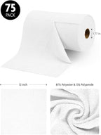 Fantasticlean Microfiber Cleaning Cloth Roll -75 Pack, Tear Away Microfiber Towels, 12" x 12", Reusable, Washable, Scratch Free, Ultra Absorbent Dish Rags for Car, Home, Garage or Shop (White)