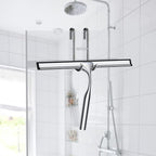 14-Inches Stainless Steel Shower Squeegee Set, Include Shower Door Hook, Adhesive Hook and Spare Silicone Blade, Window Squeegee for Shower Glass Door, Bathroom, Mirror, Window and Car Glass