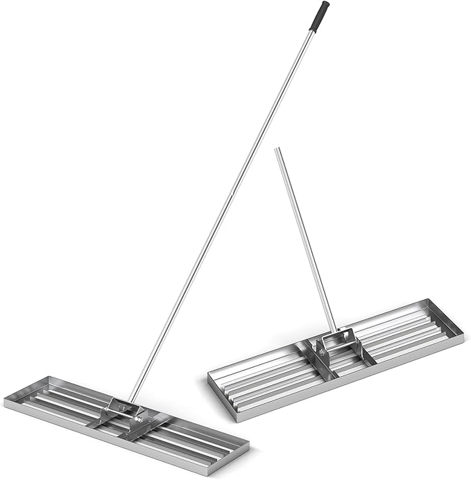 Goplus Lawn Leveling Rake, 36" x 10" Heavy Duty Level Lawn Tool w/ Ergonomic Handle for Soil, Effort-Saving Landscape Rake for Garden, Backyard, Golf Course, Farm, Pasture, Silver