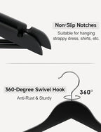 StorageWorks Black Wooden Hangers 20 Pack, Heavy Duty Wood Hangers for Closet, Clothes Hangers for Coats, Shirts, Pants, Suits