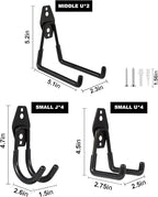 Steel Garage Hooks Wall Tool Organizer, 10 Pack Garage Storage Hook Heavy Duty Utility Storage Hangers Black for Ladders, Ropes, Garden Tools