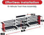 4 Layers Power Tool Organizer Wall Mount with Power Strip, Heavy Duty Metal Tool Shelf, 400lbs Capacity for Cordless Drills, Batteries & Garage Storage (12 Slots with 8 Outlets Power Strip)