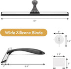 AmazerBath Shower Squeegee for Glass Doors, All-Purpose Squeegee with Suction Hook & Adhesive Hook, Squeegee for Shower Glass, Windows, Mirrors, Tiles and Car Windows - 12 Inches, Clear Black