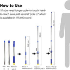 ITTAHO Floor Scrub Brush with Long Handle - 53" Deck & Grout Cleaner Brush Set for Tile, Marble, Stone, Bathroom, Patio, Garage, Deck & Floor Cleaning