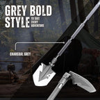 Shovel 13 in 1 Multi-Tool with a Wire Cutter, Wood Cut, Wood Saw, Screwdriver, Fire Starter, and Other Great Features (Charcoal Grey)