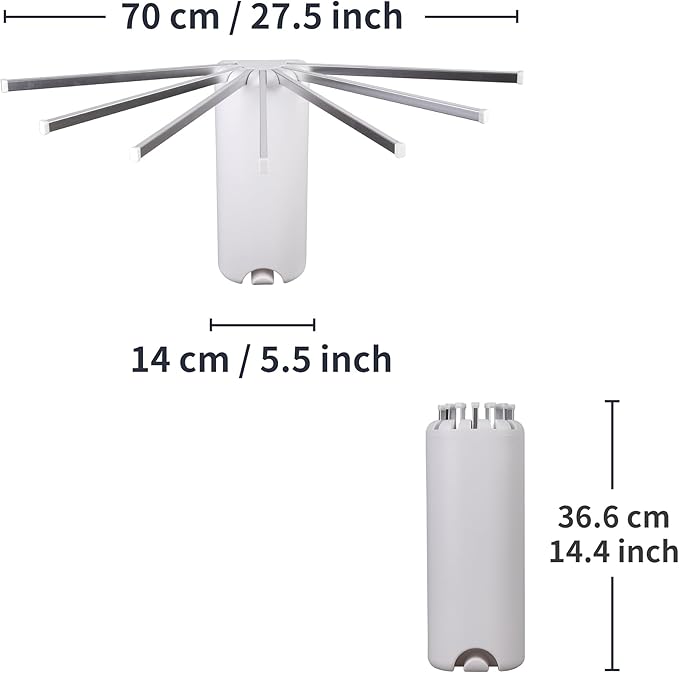 LEQ Wall Mounted Clothes Drying Rack, Garment Rack Foldable Space Saving Laundry Drying Rack with 7 Hanging Rods,Drying Rack Clothing for Laundry Balcony Bedroom Household Aluminium