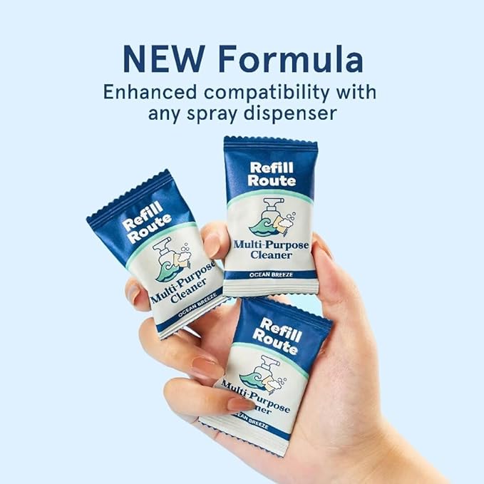 All Purpose Cleaner Refill – 12 Tablets (12 x 16 Fl oz) Multipurpose Cleaners -Can Make 192 Fl oz Bathroom Cleaner Spray Cleaning Tablets Refill - Vegan, No Plastic - Ocean Breeze