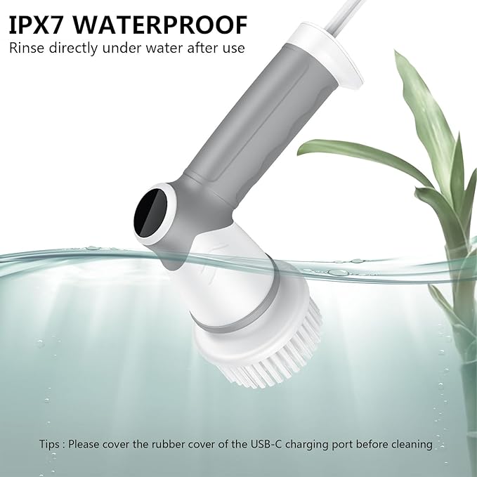 DAESUNG Electric Spin Scrubber, New Electric Bathroom Brush with 6 Replaceable Heads, Power Scrubber with LED Display, Electric Scrubbers for Cleaning Shower, Tile, Grout, Sink