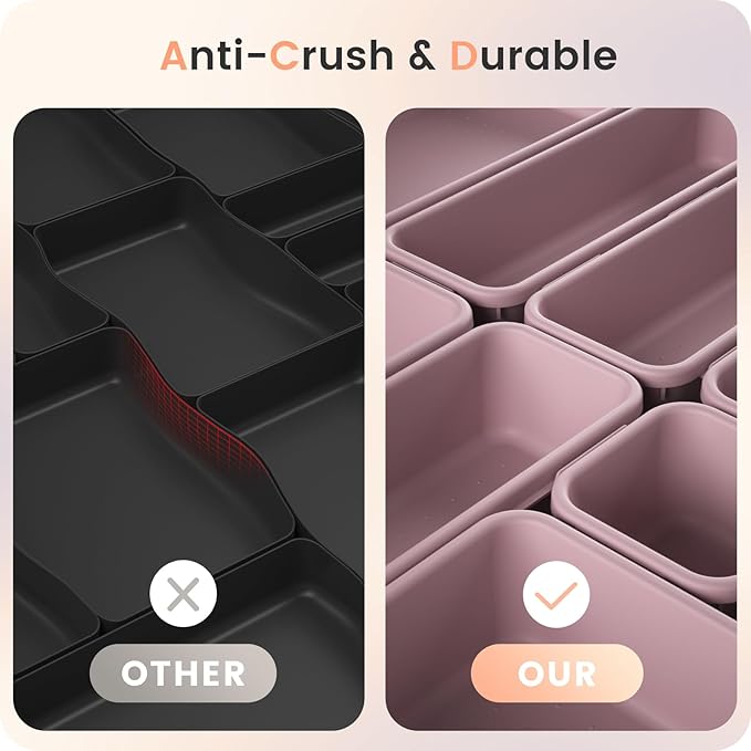 A-LuGei 【𝟮𝟮𝗣𝗖𝗦】 Plastic Lilac Desk Drawer Organizer, Bathroom Organizers and Storage, Makeup Organizer, Organization and Storage Bin Container for Vanity Office Utensils Tool Pantry Cosmetic