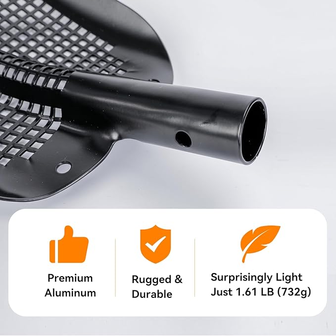 Sand Sifter Shovel, Aluminum Alloy Sifting Shovel with Holes, Adjustable Length Metal Mesh Sifter Scoop, Perfect for Finding Fleas or Shell/Chicken Coop/Gardening, Beach Combing Sieve Tools