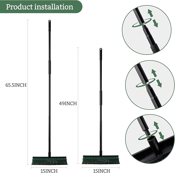 Eyliden Double-Sided Floor Scrub Brush, 65.5'' Long Handle, V-Shaped Head Brushes for Crevice and Corner Cleaning, No-Scratch Effortless Grout Brush for Floor Joint Tile Seams Bathroom Kitchen