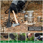 Folding Survival Shovel Multi-Tool, Heavy-Duty Military Entrenching Tool with Pickaxe, Collapsible Spade for Disaster Recovery, Car Emergency, Metal Detecting, Camping, Digging, and Gardening