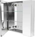 Sunrosa Aluminum Bathroom Medicine Cabinet with Mirror Door, 30"×27.5" Bathroom Mirror Cabinet,Wall-mountable and Recessed-in Mirror Cabinet, 2 Door Medicine Cabinet Organizer with Mirror