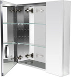 Sunrosa Aluminum Bathroom Medicine Cabinet with Mirror Door, 36"×27.5" Bathroom Mirror Cabinet,Wall-mountable and Recessed-in Mirror Cabinet, 2 Door Medicine Cabinet Organizer with Mirror