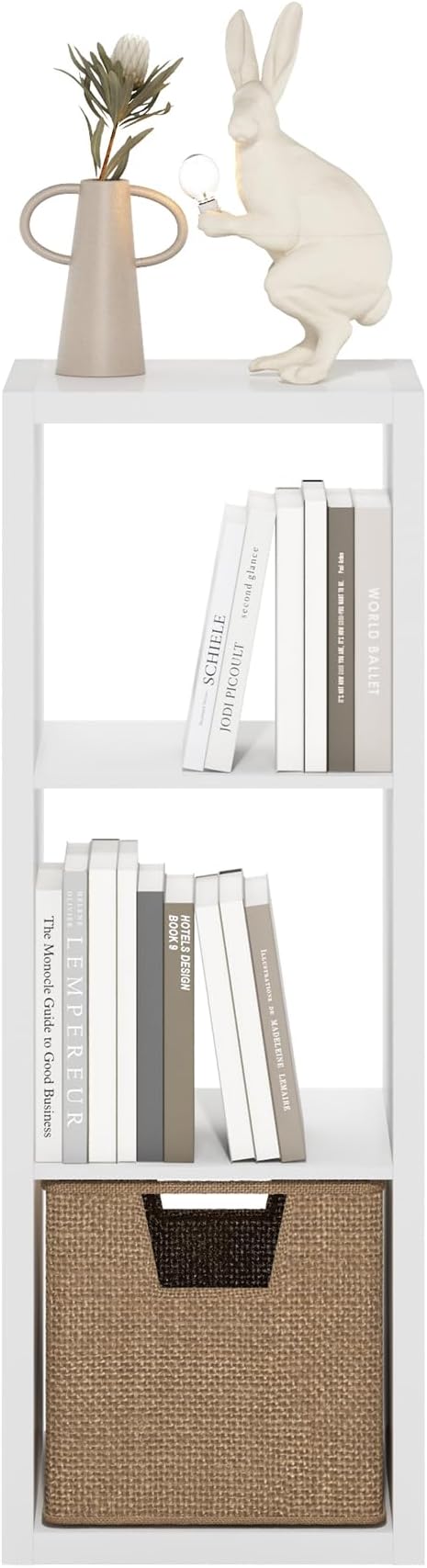 Furinno Cubicle Open Back Decorative Cube Storage Organizer, 3-Cube, White