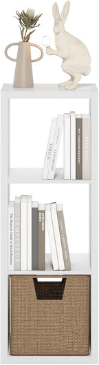 Furinno Cubicle Open Back Decorative Cube Storage Organizer, 3-Cube, White