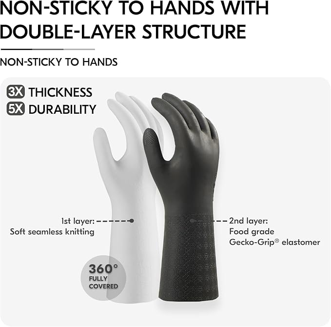 Vgo... 1 Pair Household Cleaning Gloves Infused with Rresh Rich Aromas, Lined Dishwashing Gloves,Long Sleeves Kitchen Gloves, Bathroom Cleaning, Gardening, Pet Care(Gray,S,TP1117)