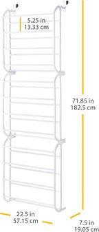 Whitmor Over The Door Shoe Organizer, Holds up to 36 Pairs of Shoes, Shoe Organizer for Closet, White
