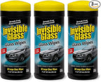Invisible Glass 90166-3PK Large Glass Cleaning Wipes for Streak-Free Windows, Mirrors, and Glass, Lint-Free, Ammonia-Free, Tint-Safe, for Home and Auto, Canister, 28 Wipes, Pack of 3