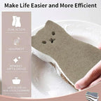 Kitchen Sponges Reusable, Dish Sponge for Washing Dishes, Compostable Sponges for Cleaning Dishwashing, Natural Wood Pulp Scouring Pad, Household Cellulose Scrub Sponge Heavy Duty (Kitchen sponges-6)