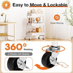 3-Tier Metal Rolling Utility Cart, Small Rolling Cart Kitchen Trolley Bathroom Laundry Room Bar Office Shelves Storage Organizer Shelving Unit with Caster Wheels for Narrow Places, White
