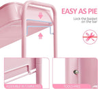 TOOLF 3-Tier Rolling Cart with Table Top, Metal Storage Cart on Wheels, Utility Organizer with Wooden Tray, Lockable Casters, Easy Assembly for Bathroom, Living Room, Office, Bedside, Pink