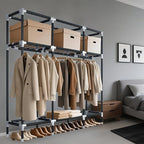 Portable Wardrobe for Hanging Clothes, 67" x 17.7" x 63‘’Covered Portable Wardrobe withWardrobe with Alloy Steel Connectors, Non-Woven Cover, Large Storage Capacity, Suitable for Bedrooms