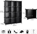 TUMUCUTE Cube Storage Organizer, DIY Plastic Closet Cabinet Modular Bookcase, Storage Shelves for Bedroom Living Room, Office（12-Cube，Plastic）