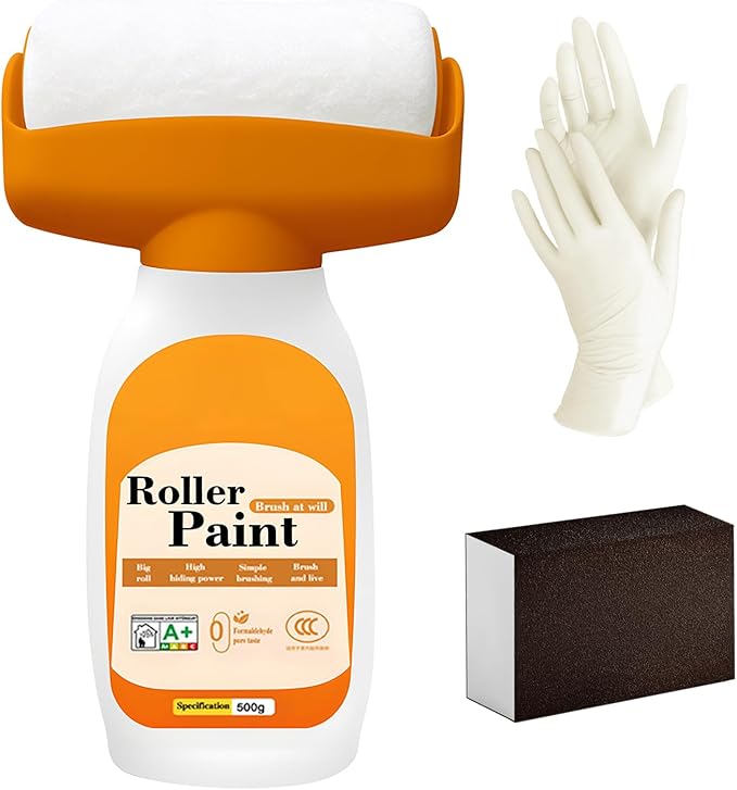 Wall Paint Repair Kit: All-in-One Patch Kit Remove Stains, Scratches - White Touch Up Paint for Flat, Ceiling Wall with Roller, Gloves & sandpaper