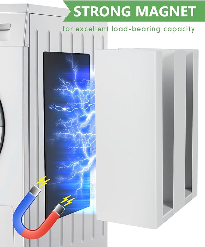 Magnetic Dryer Ball Holder - Iron Wool Dryer Balls Dispenser - laundry reusable magnetic organizer, Laundry Dryer Sheet Holder, Magnetic Laundry Balls for Dryer Basket Holder, White (No Balls)