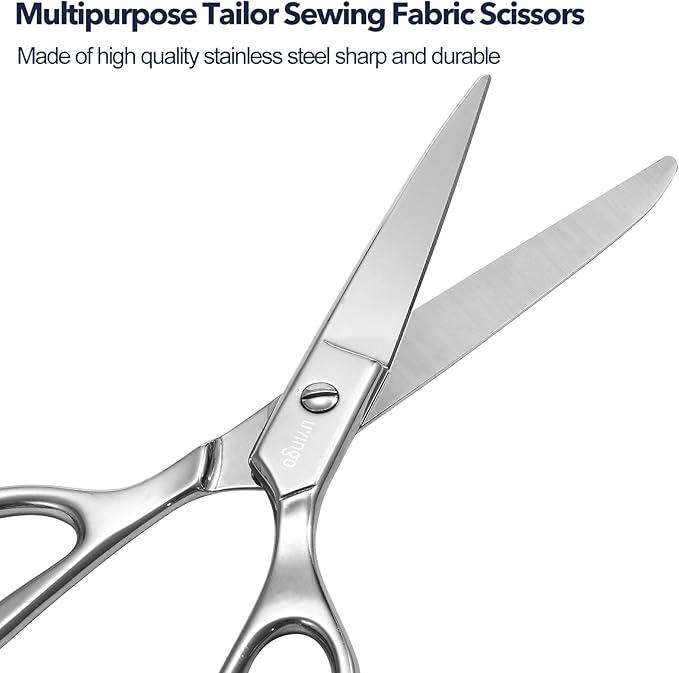 LIVINGO Tailor Fabric Sewing Scissors - 8" Professional Forged Stainless Steel Heavy Duty Metal Shears All Purpose, Crafting Ultra Sharp Scissors for Dressmaking Upholstery Cloth Leather and Felt