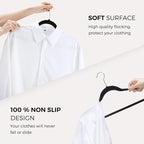 HOUSE DAY Premium Velvet Hangers 50 Pack Black, Non-Slip Flocked Felt Hangers, Sturdy Clothes Hangers with 360° Rotatable Hook, Heavy Duty Coat Hanger, Durable Slim Hanger for Closet Space Saving