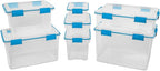 Sterilite 6-Pack Gasket Box, Weather-Resistant Storage Bins with Latching Lids, 7.5 Quart - Heavy-Duty Organizing Containers for Closet, Bathroom, and Office