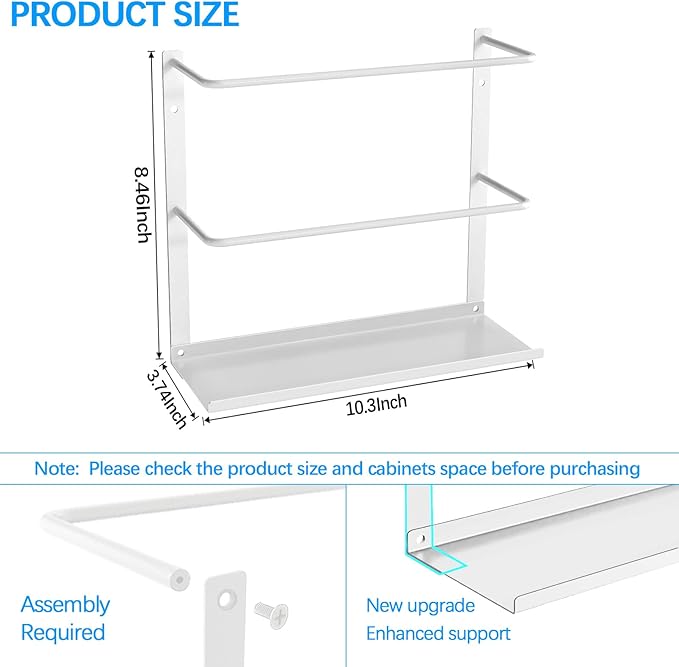 White Kitchen Wrap Organizer Door Mount, Aluminum Foil Holder Cabinet Door Organizer Cabinet Storage Basket for Kitchen Wrap/Food Bag Storage