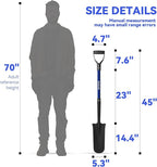 WIKER Spade Shovel,Sharp Shooter Shovel,Shovels for Digging,Planting,Trenching,Gardening,Drain Spade with Fiberglass Handle Heavy Duty,Blue,45 inches