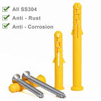 Drywall Anchors Kit 60 pcs 304 Stainless Steel Philips Flat Head Screws and 60 pcs Plastic Anchors for Concrete, Drywall, Brick, and Heavy Hanging Mounting, 3 Size M6 x 30mm/ 40mm/ 60mm