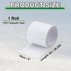 PATIKIL Awning Repair Tape 8m x 10cm Waterproof Canvas Tape High Adhesive Tear Repair Patch Kit for PVC Tarpaulin Tent Awning Fabric RV Sail Boat Cover, White (4" x26.24ft)