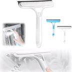 3 in 1 Window Cleaning Scraper with Spray, Scrubber and Shower Squeegee for Glass Doors, Mirrors, Car and Home, All-Purpose Window Cleaner Tool (White)