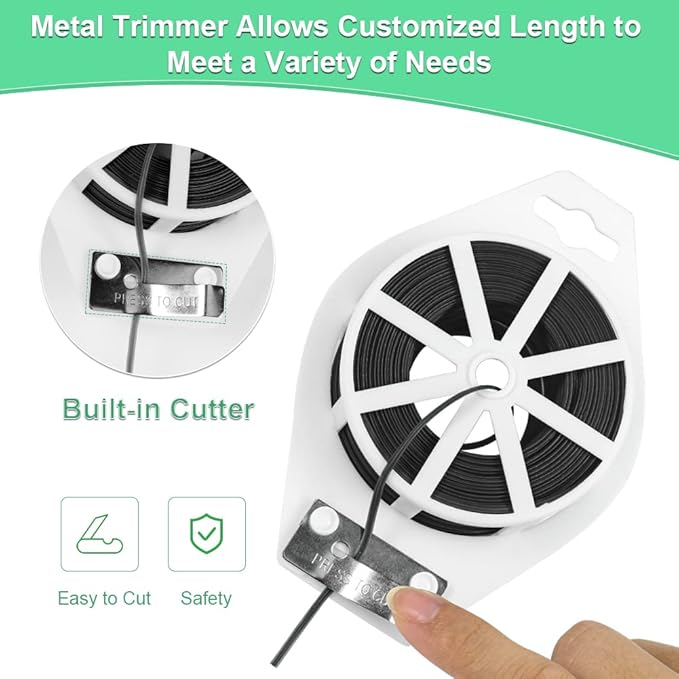 Shintop 328 Feet Garden Plant Twist Tie with Cutter for Gardening, Home, Office (Black)