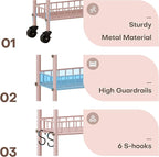 6 Tier Slim Rolling Storage Cart with Wheels, Metal Mobile Shelving Unit Organizer Utility Cart for Office Bathroom Kitchen Laundry Room Narrow Places (Pink 6 Inches)